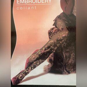 Levante Tights with Floral Embroidery Collant Black Size S